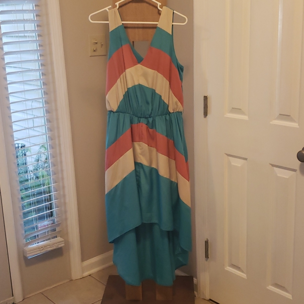 Teal peach dress